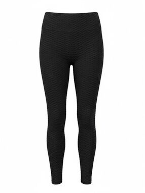 LA Society Leggings Womens 2X Black Textured Ruched Butt High Rise Stretch Pants